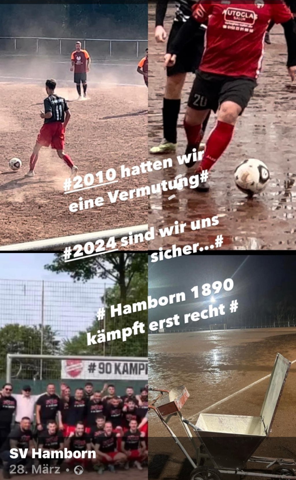 Foto-Collage mit Ascheplatz mit Pfützen.